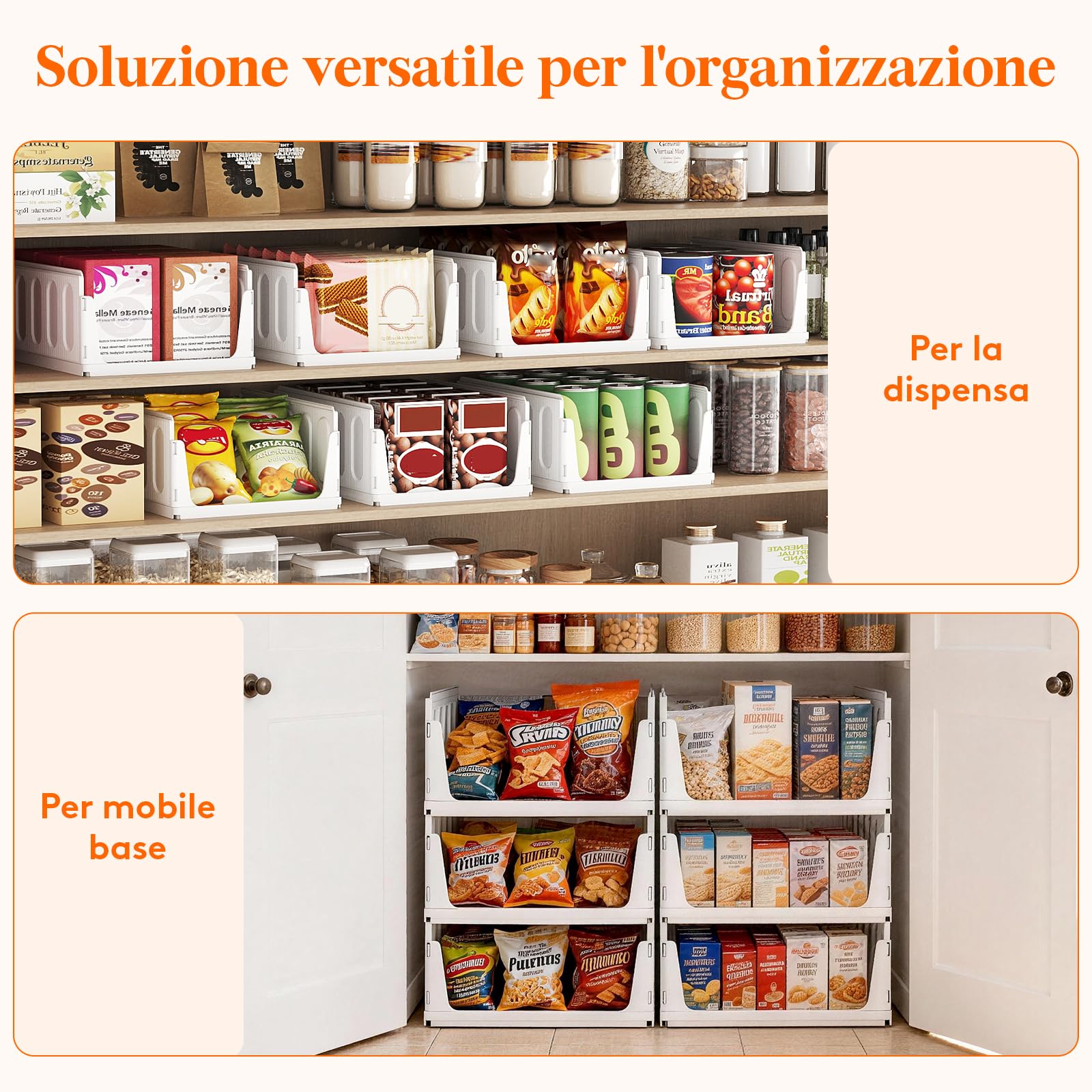 Lifewit Organizer Armadio Interno, Impilabili Contenitori per Vestiti, Contenitori con Cassetti Salvaspazio Estraibile, Scatole Portaoggetti per Cucina, Bagno e Camera da Letto, 24L, Bianco, 5 Pezzi
