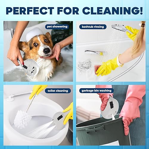 Miniatura 3 de WashPro Cabezales de ducha de alta presión, cabezal de ducha de mano de 8 modos con manguera, lavado eléctrico integrado, cabezal de ducha de mano