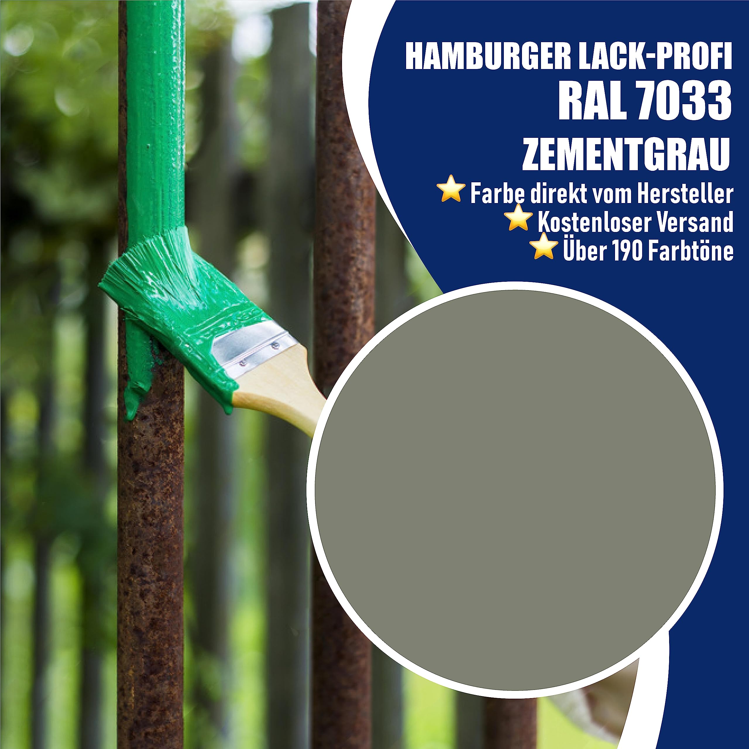 Metallschutzlack MATT Zementgrau RAL 7033 Grau Metallschutzfarbe Metalllack Metallfarbe // Hamburger Lack-Profi (2,5 L)