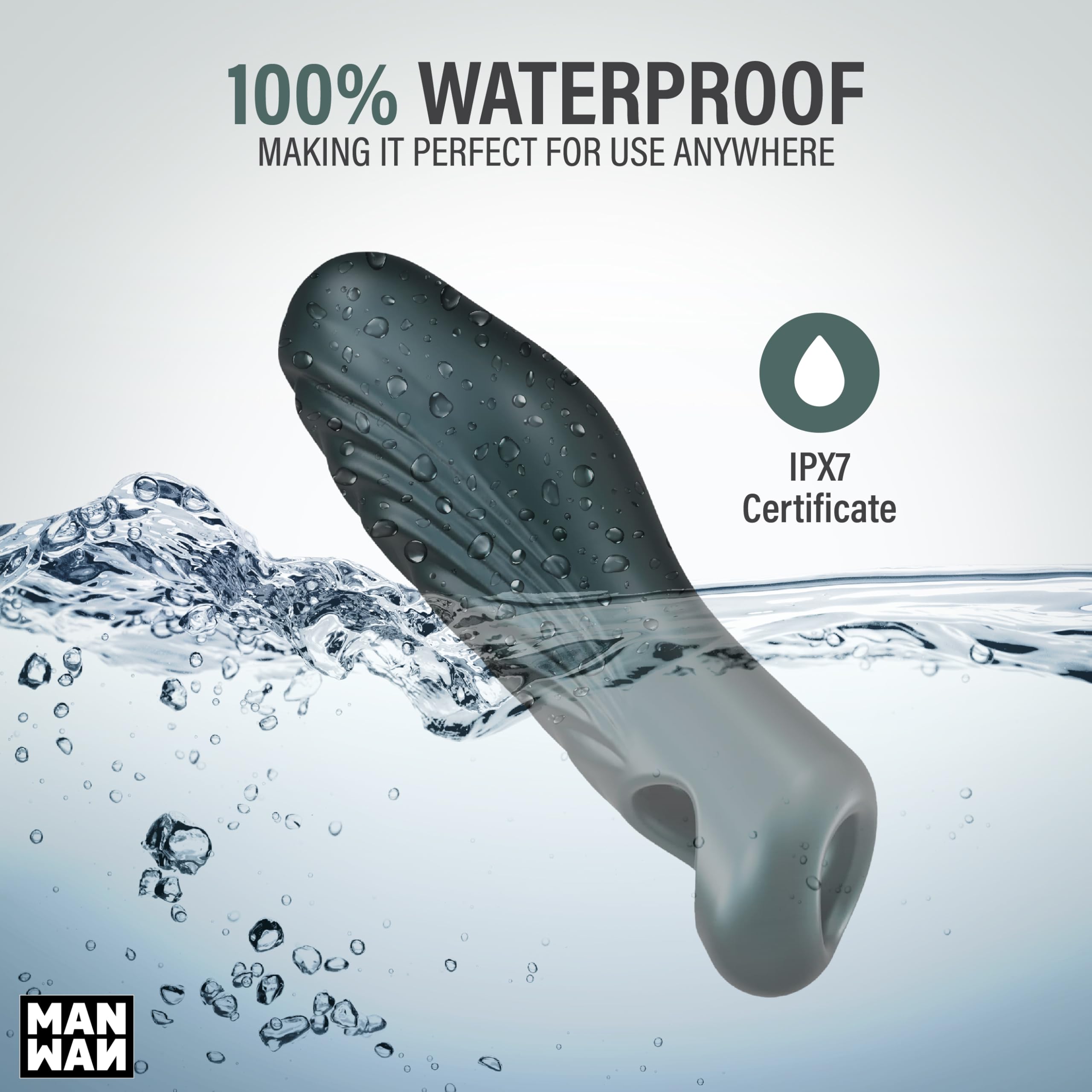 Man WAN Ryzer – Masturbatore Maschile & Guaina Peniena in Silicone Morbido, Sextoy Maschile con Interno ed Esterno Testurizzati, Anello Penieno Integrato, Aumento della Circonferenza - Gris Foncé