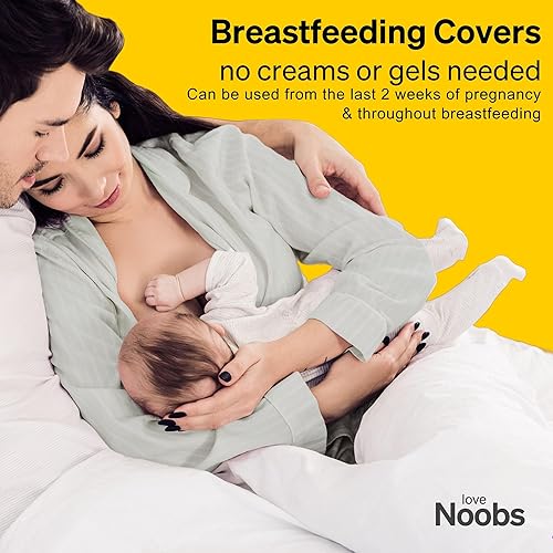 Vista 3 de LoveNoobs - Tazas de lactancia plateadas originales de LoveNoobs, cubiertas plateadas para pezones para lactancia, protectores de pezones XL