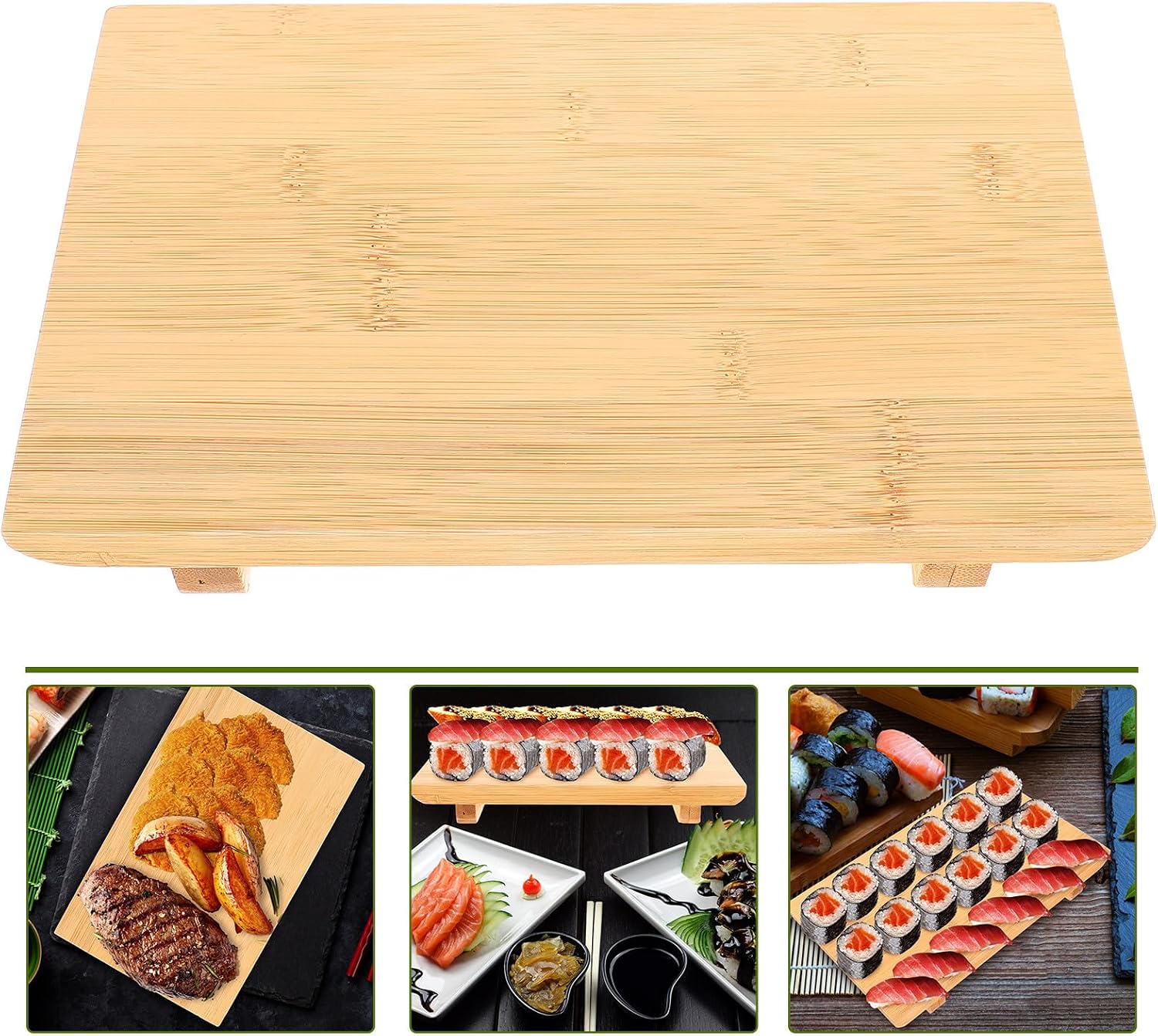 Japanese Style Bamboo Sushi Board Tray for Snacks Xmas