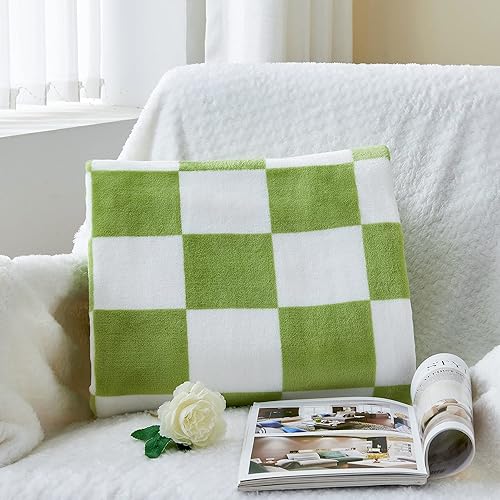Miniatura 3 de BEDELITE Manta a cuadros tamaño individual para sofá y cama, lujosa manta de vellón con cuadrícula de ajedrez para decoración del hogar, suave y