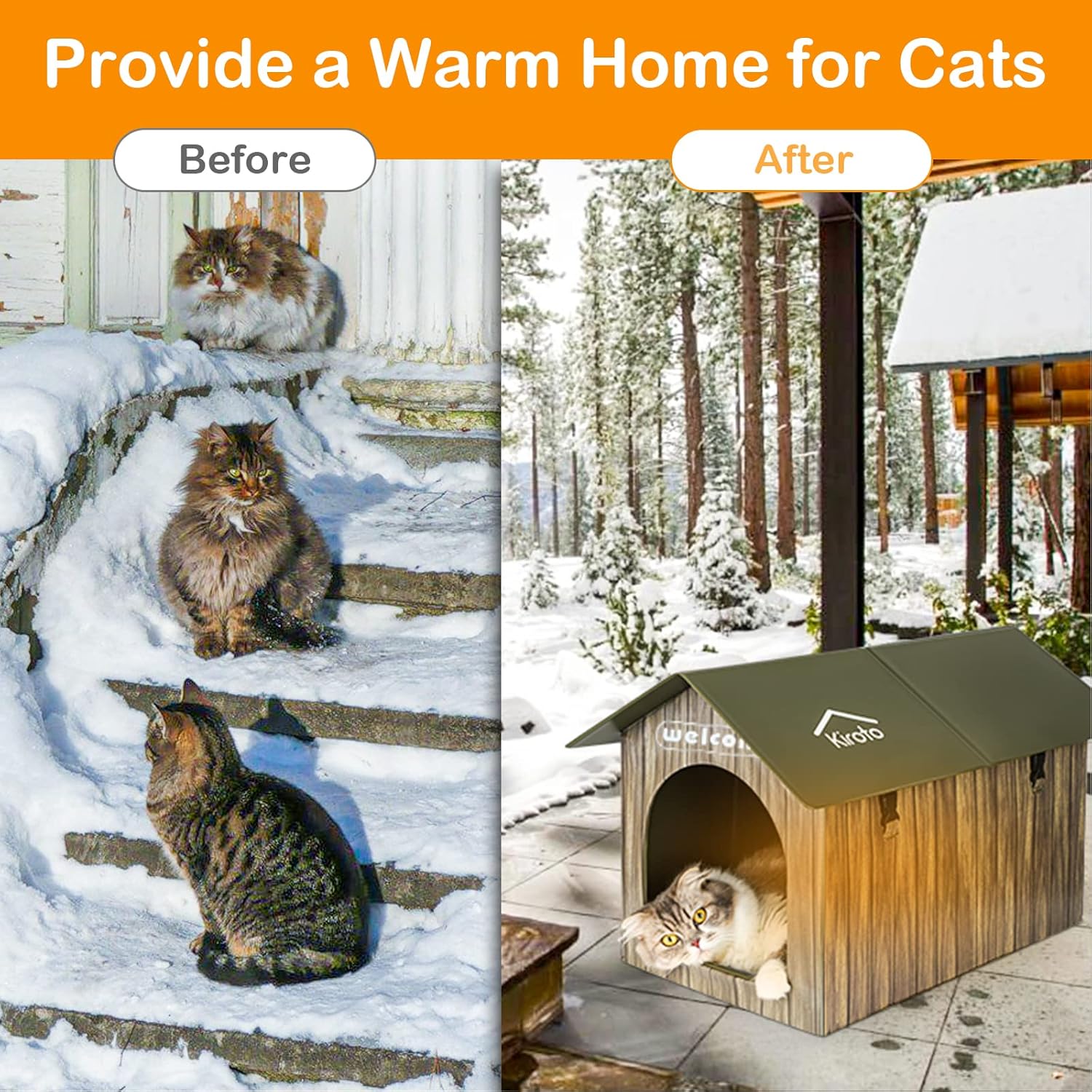 review Outdoor Cat House Weatherproof, Heated Cat House Insulated for Feral Cats Outside Stray Cats in Winter Shelter with Pet Heating Pads