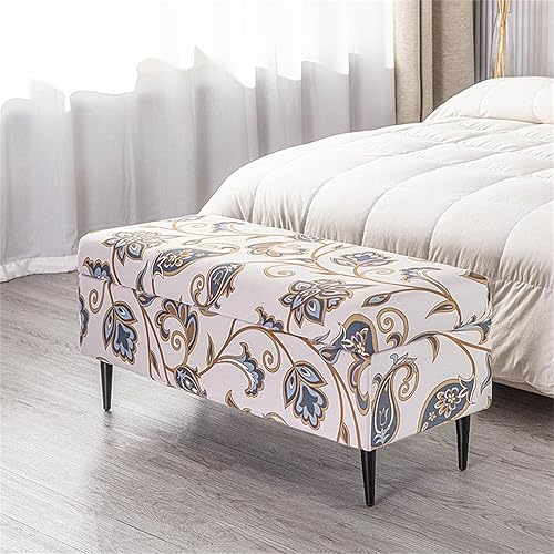 Miniatura 3 de NILUOH Funda otomana elástica rectangular de almacenamiento otomana, fundas de banco plegables para reposapiés, protector de muebles con parte