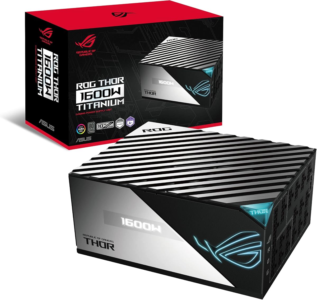 ROG Thor 1600W Titanium (1600 Watt, Fully Modular Power Supply, 80+ Titanium, Lambda A++ Certified, GaN MOSFETs, Digital Power, ROG heatsinks, 135mm PWM Fan, 0dB Mode, OLED Panel)