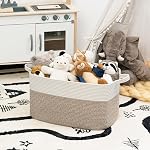 Goodpick Large Storage Basket 21.6" x 14.9" x 11.8", Blanket Baskets for Living Room, Woven Rope Storage Basket for Toys, Towels, Rectangle Laundry Dirty Clothes Baskets for Nursery, Mix Brown
