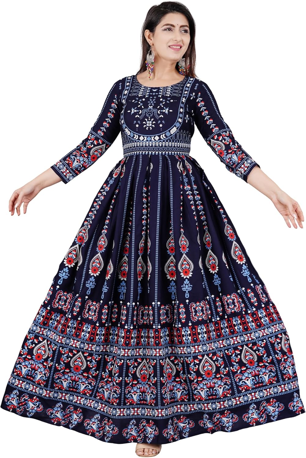 Sophia-Art Rayon Floral Print Only Kurti Dress for Women and Girls Elegant Indian Ethnic Wear Traditional Weeding outfits