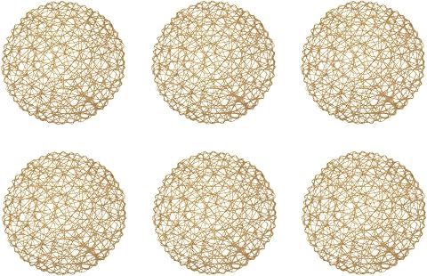DII Dokuma Kağıt Kare Dekoratif Servis Altlığı veya Tatiller, Partiler ve Dekor için Şarj Cihazı (38 cm Yuvarlak) Boz Kahverengi - 6'lı Set