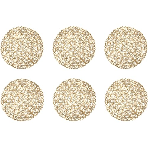DII Woven Paper Tabletop Collection Holiday or Event Décor, Reversible Round Placemat Set, 15" Dia, Taupe, 6, Piece