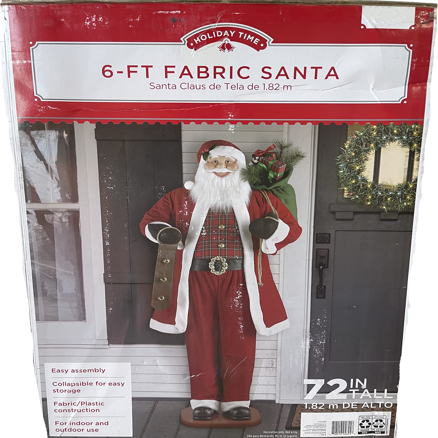 Amazon.com: Global Merchandise Holiday Time 6ft Fabric Santa Claus