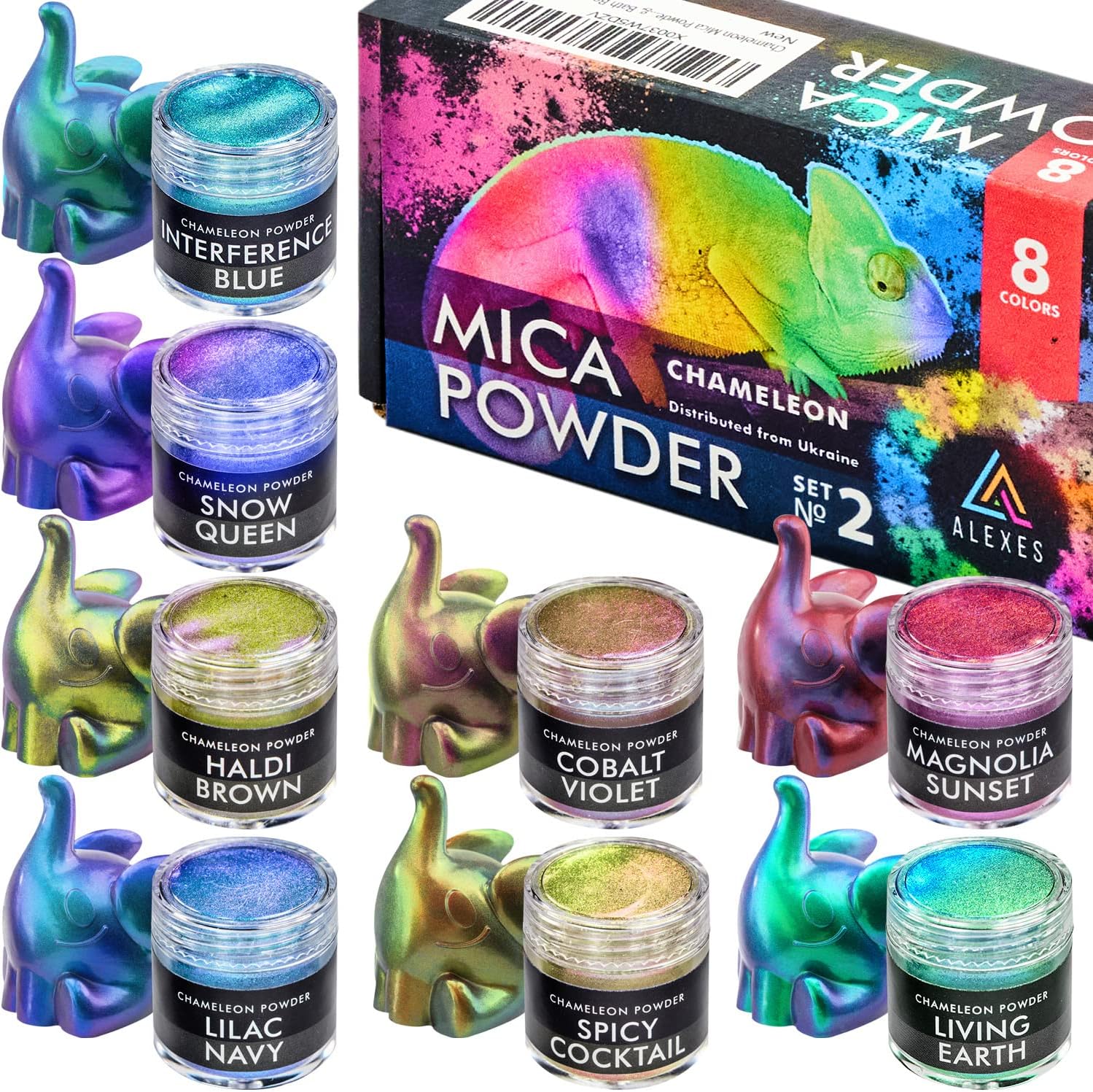 Chameleon Mica Powder for Epoxy Resin โ Holographic Mica Powder - Epoxy Resin Pigment Powder - 8 Colors Soap Making Dye Set 2