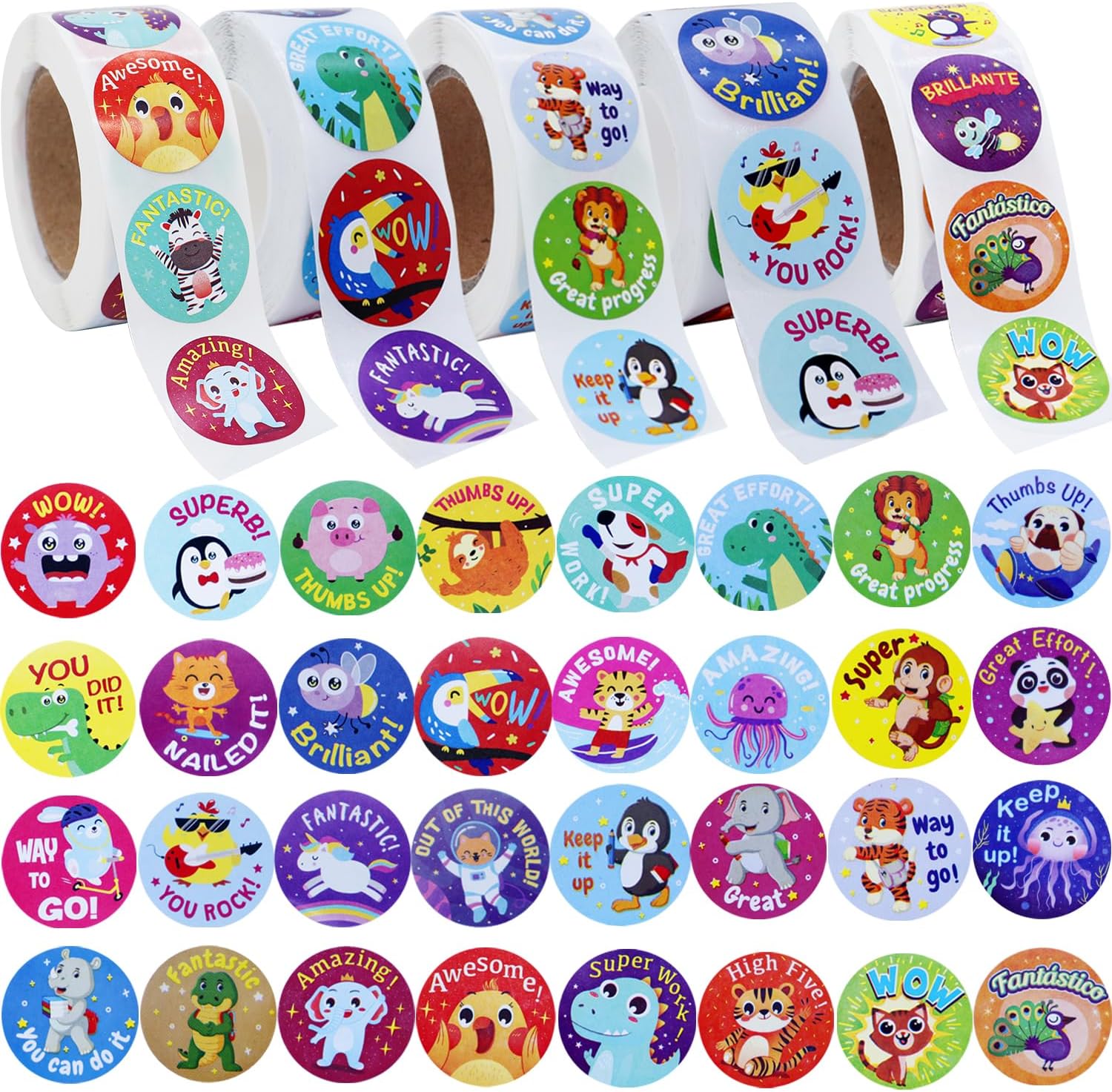 2500Pcs Stickers for Kids Classroom, Animals Themed Design Teacher Students Reward Stickers for School Classroom Supplies