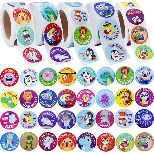 HOXBUR 2500Pcs Stickers for Kids Classroom, Animals Themed Design Teacher Students Reward Stickers for School Classroom Supplies