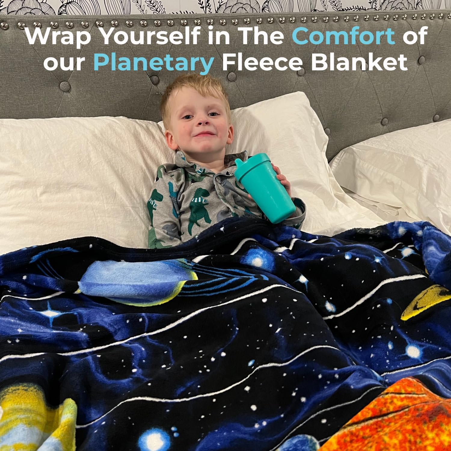 Dawhud Direct Fleece Throw Blanket - 50x60-Inch Plush Space Blanket with Solar System Design for Kids and Adults - Soft and Cozy for Bed, Couch, or Travel - Image 3