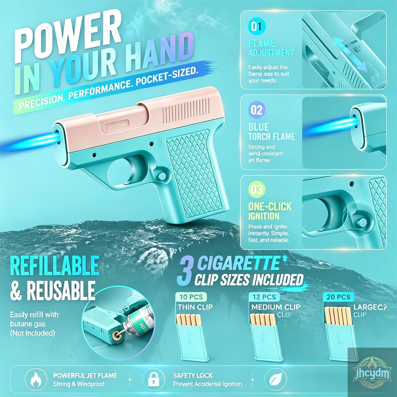 Briquet torche, briquet coupe-vent portable multifonctionnel for boîte à