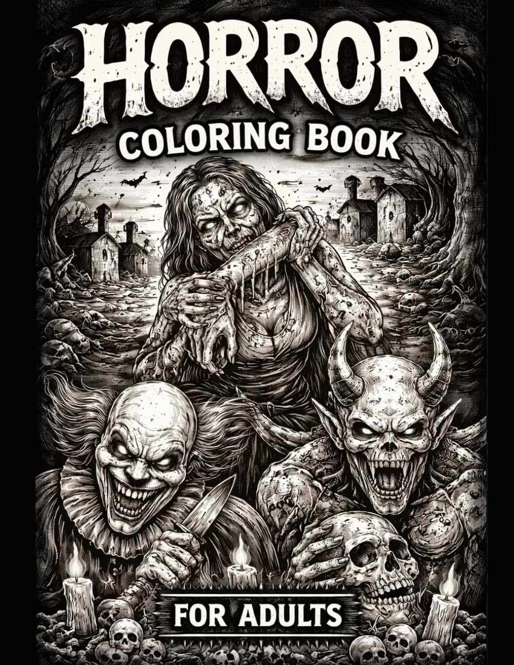 Scary Horror Coloring Book 50 Terrifying Pageof monsters: 50 Terrifying Pages of Monsters, Haunted Houses, Zombies and Creepy Creatures to Color