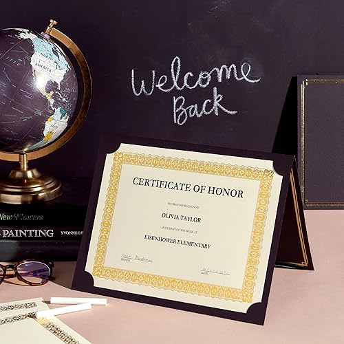 Vista 19 de Gartner Studios Gris con soportes para certificados de lámina plateada, papelería personalizada, 9.5 x 11.875 pulgadas, 6 unidades Gris con plata