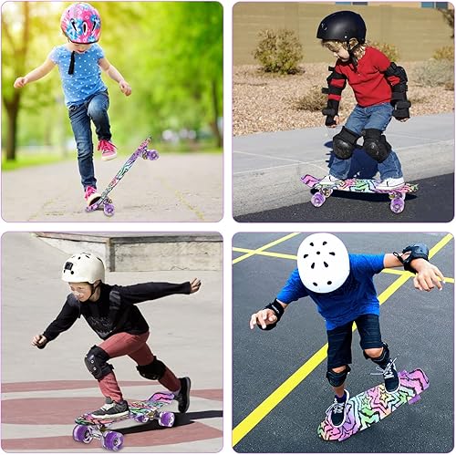 Miniatura 7 de Patinetas, 22" Patineta Completa, Mini Cruiser Skateboard para Niños Niñas Adolescentes Principiantes con Coloridas Ruedas Intermitentes Herramienta