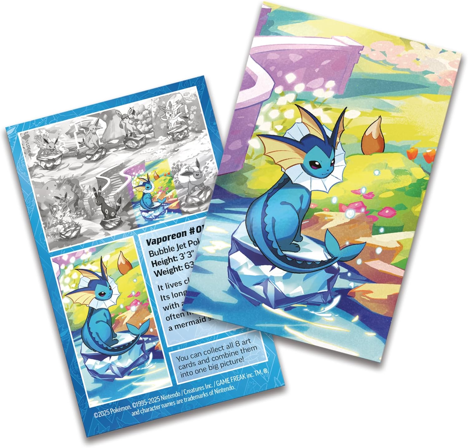Pokemon TCG: Scarlet & Violet —Prismatic Evolutions Mini Tin - Vaporeon (2 Booster Packs & 1 Coin)