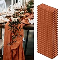 Vista 22 de Showgeous 10 Pack Baby Pink Cheesecloth Table Runner 10FT Long Semi-Sheer Gauze Table Runner Boho or Rustic Wedding Decor for Wedding Decor Arch