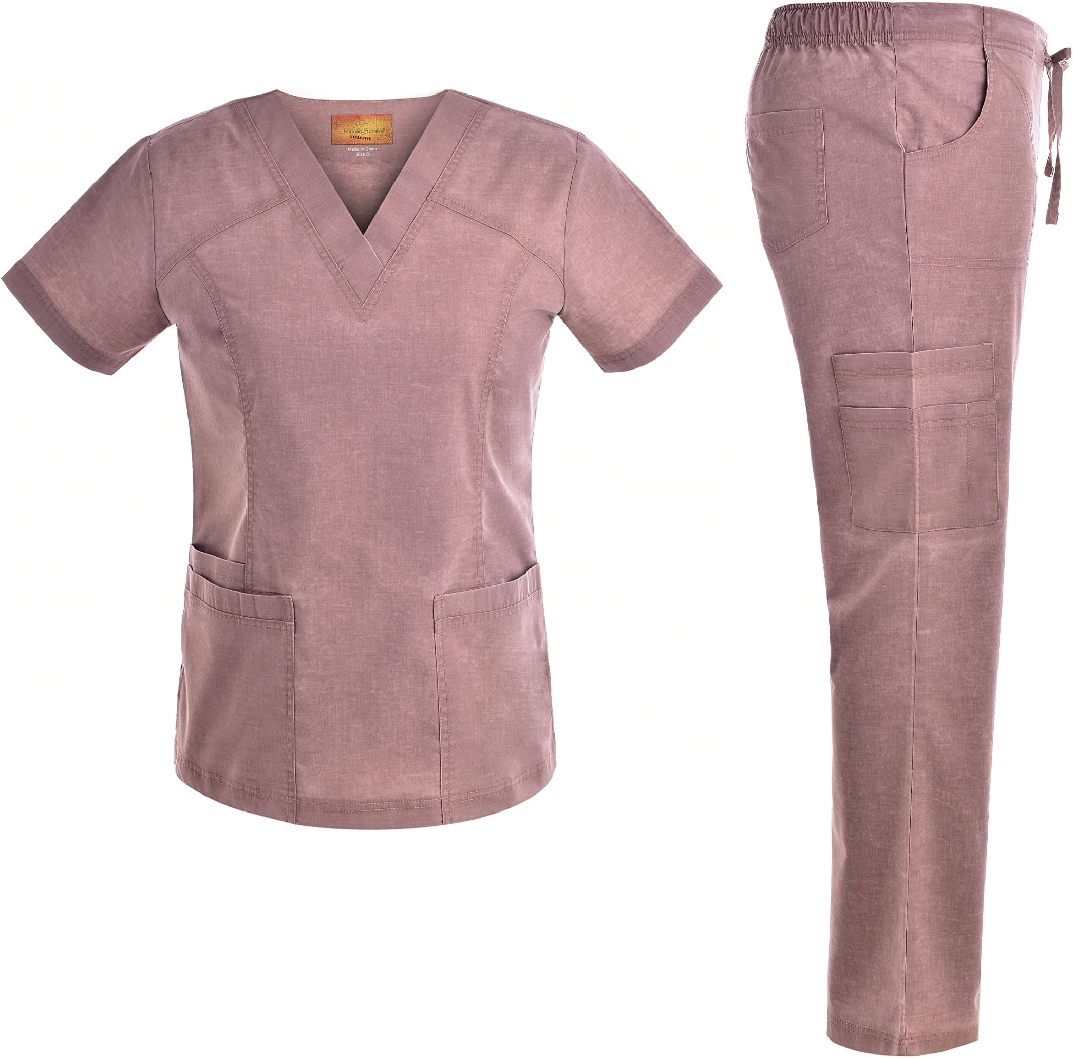 V Neck Stretch Women Set - Multiple Pockets Women Workwear Uniforms JS1609