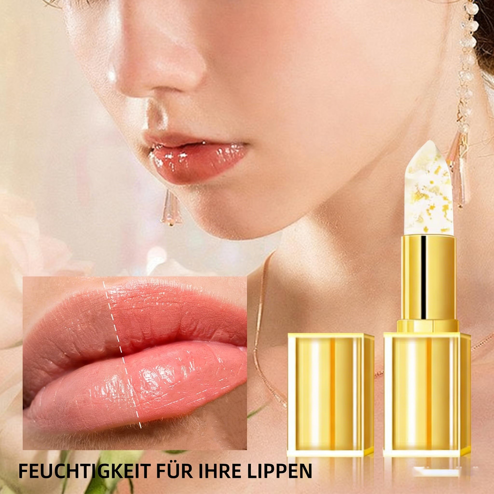 Alpenfaser pH-Lippenstift Thermoaktiver Blattgold Lippenbalsam - 24 - Stunden - Halt, Farbwechsel bei Temperaturänderung, Feuchtigkeitsspendende Lippenpflege