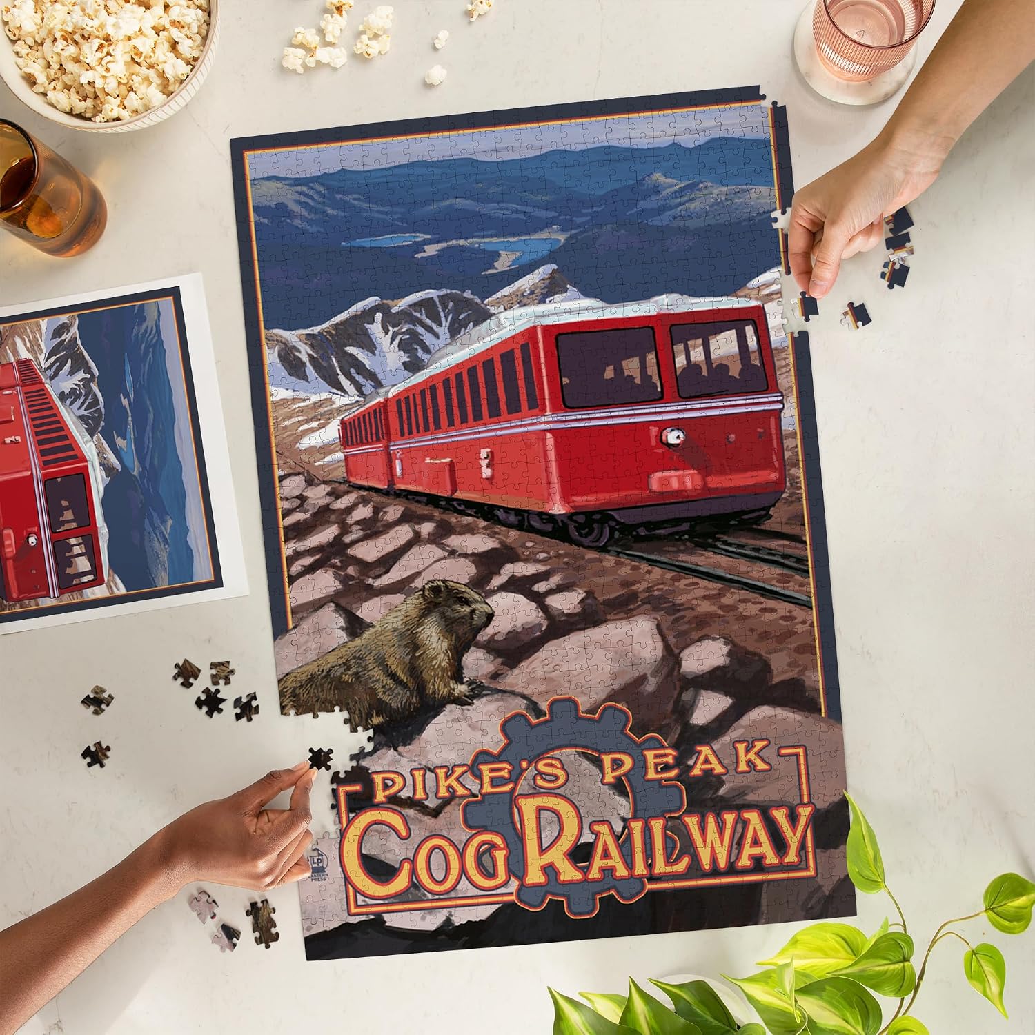 Lantern Press Pikes Peak Cog Railway, Colorado, Swiss Locomotive 1000 Piece Jigsaw Puzzle for Adults, Made in USA with Reference Poster