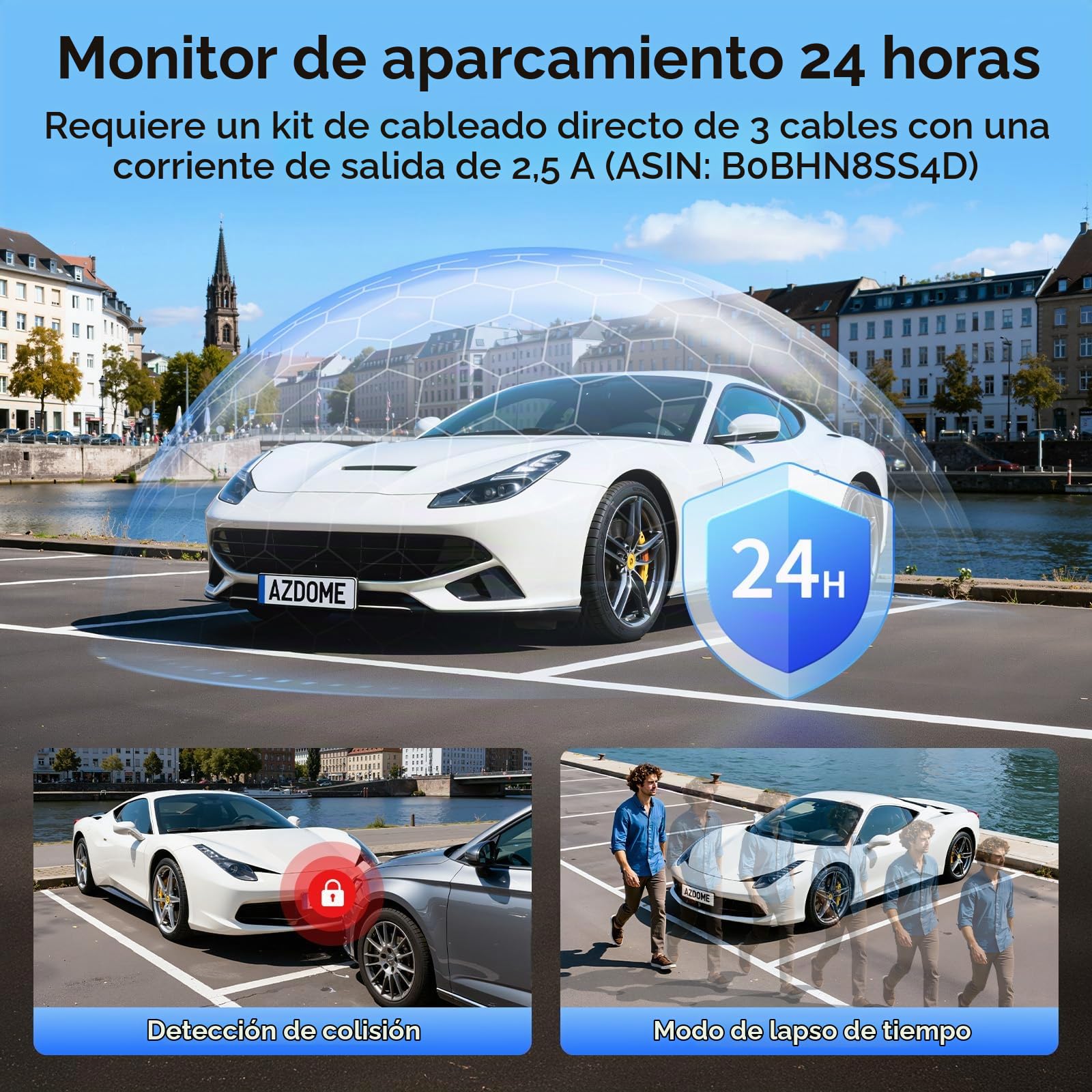 AZDOME Dashcam 4K+2.5K Delantera y Trasera con,Pantalla IPS de 3,18 Pulgadas dash cam coche, Tarjeta de 64 GB, WiFi de 5,8 GHz, GPS, WDR Gran Angular de 170°, Admite hasta 256 GB (M550 Pro)