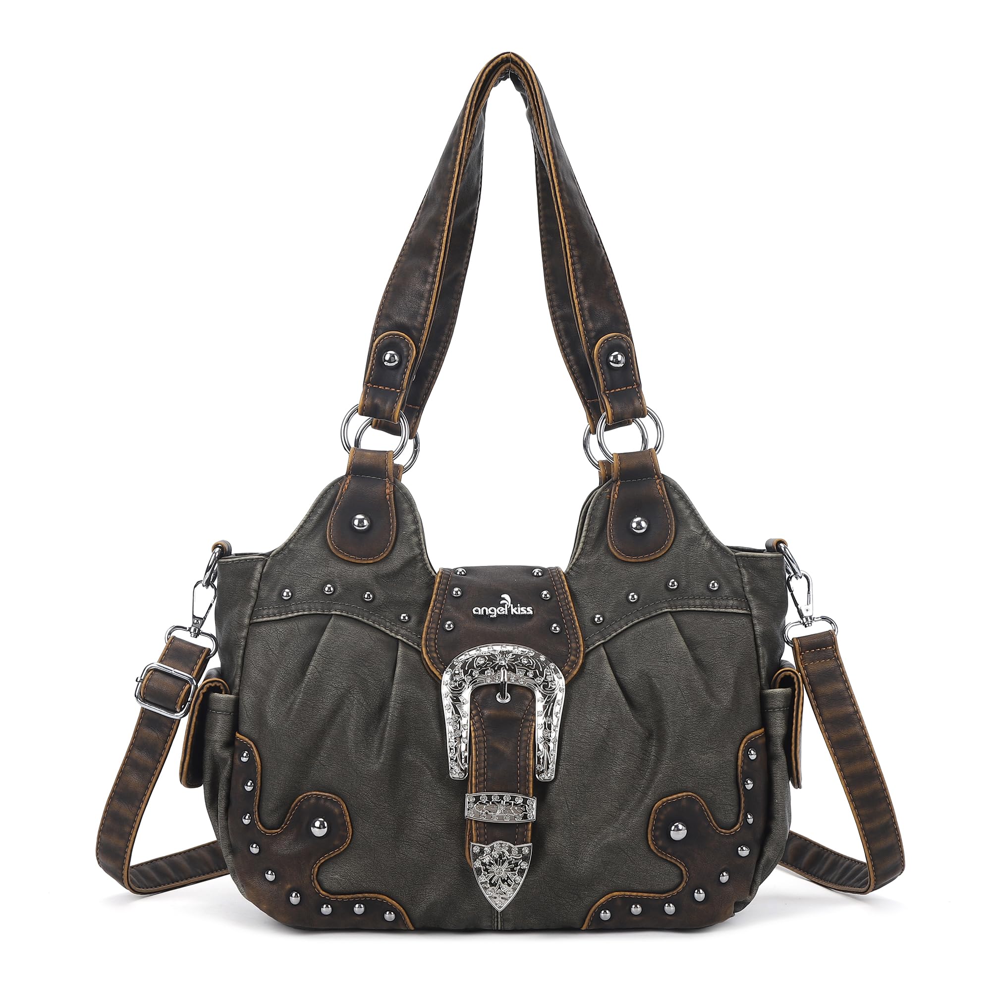 Angel Kiss Bolso Mujer Bandolera PU Cuero Tote Bag Práctica y Elegante Bolso Shopper Mujer con Cremallera de Múltiples Bolsillos para Compras, Viajes, Escolares, Trabajo y Ocasiones Casuales