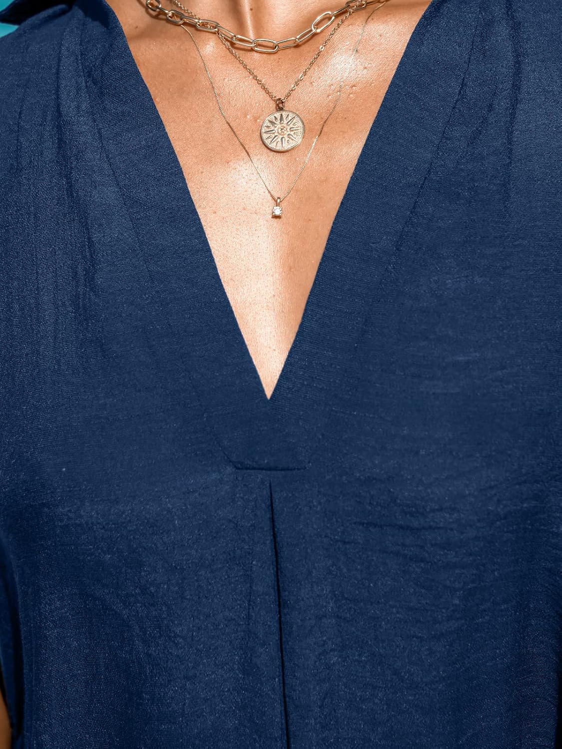 CUPSHE Women Basic Collar Cover-Up Dress V Neck Shirts Casual Summer Sleeveless Solid Cover Up Tops