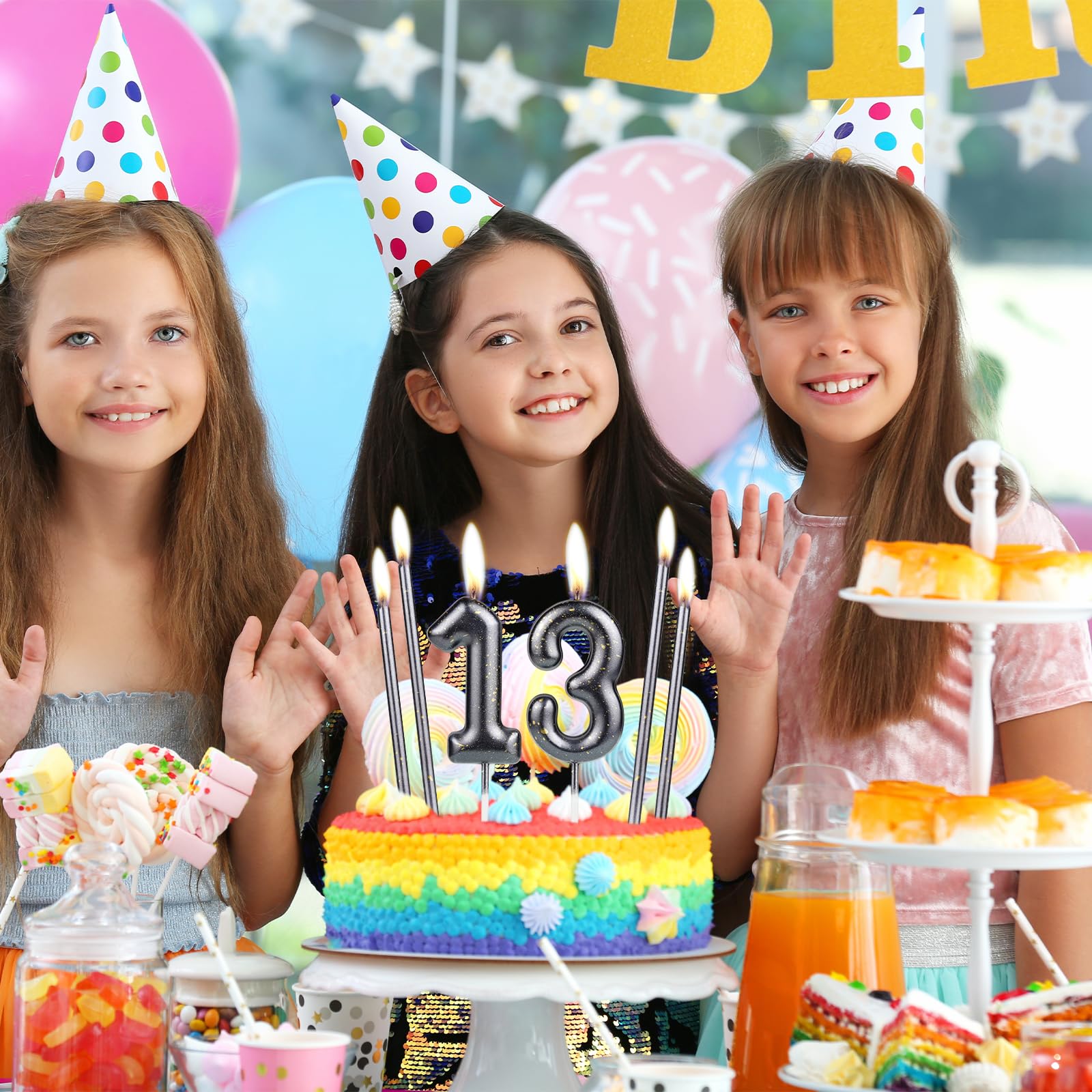 Candeline Nere Per Torta Di Compleanno LUTER - Numero 3 - 10 Cm Di Altezza - Cera Senza Fumo