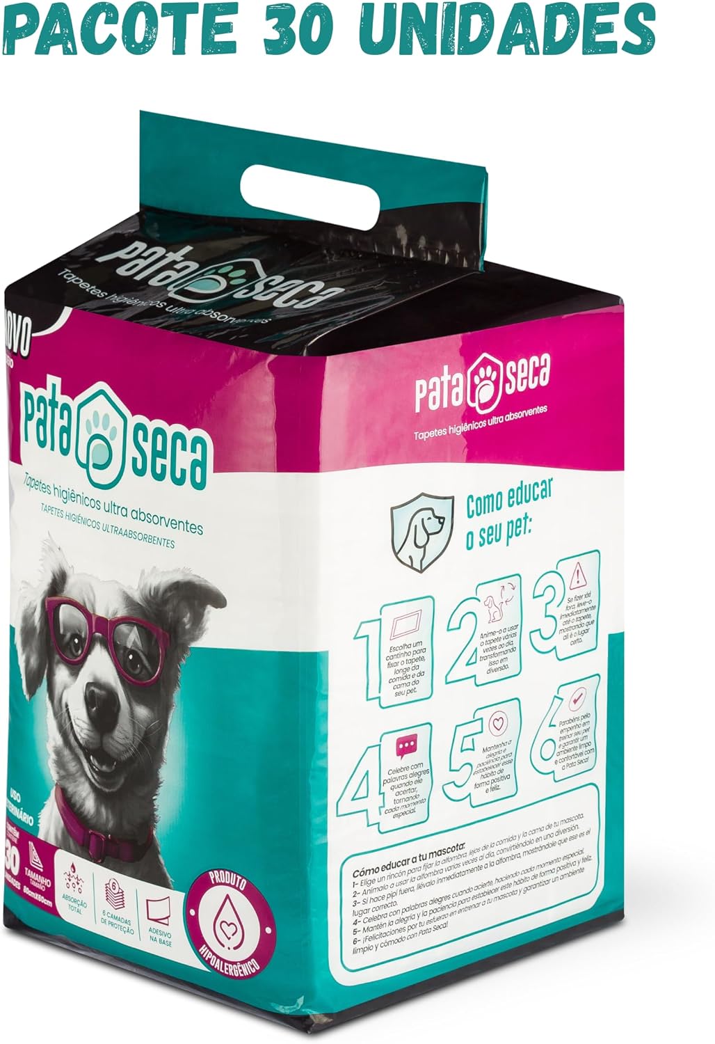 Tapete Higiênico para Cães Pata Seca Slim 80x60cm Com 30 Unidades - Design Compacto, 06 Camadas Tecnológicas, Gel Ultra Absorvente e Controle Avançado de Odor Tapete Higiênico para Cães Pata Seca Slim 80x60cm Com 30 Unidades - Design Compacto, 06 Camadas Tecnológicas, Gel Ultra Absorvente e Controle Avançado de Odor