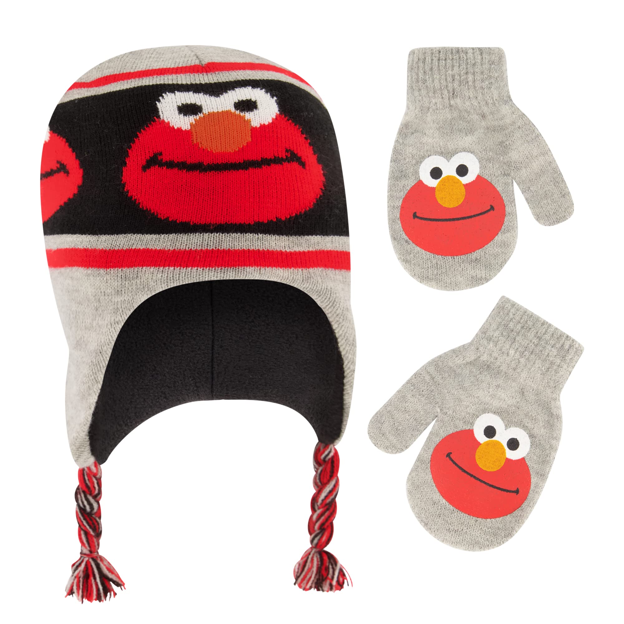 Sesame Street Boys Winter Accessory Hat and Mittens Set, Elmo Toddler Beanie and Mittens for Kids Ages 2-4