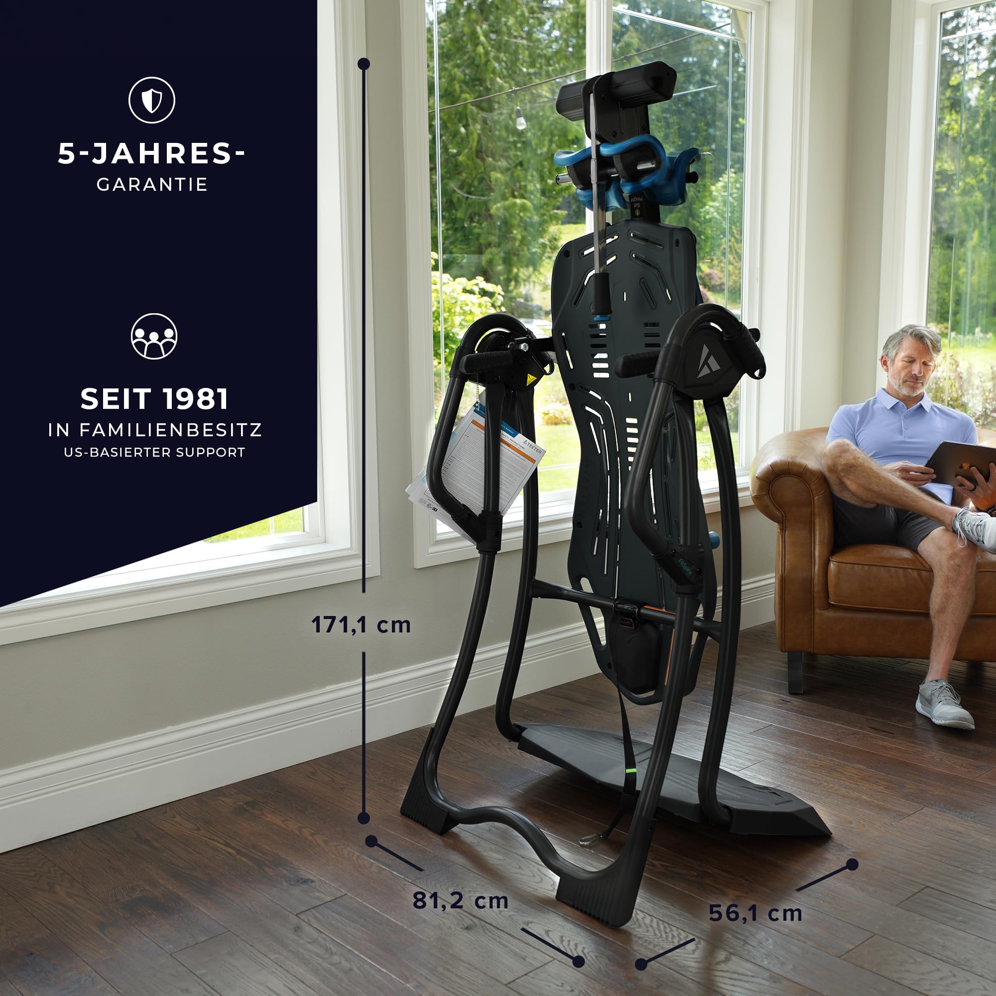 Teeter FitSpine LX9 Inversionsbank, hochwertige Streckbank, Rückenstrecker und Schwerkrafttrainer für zuhause, Inversion Table für Entspannung und mehr Wohlbefinden