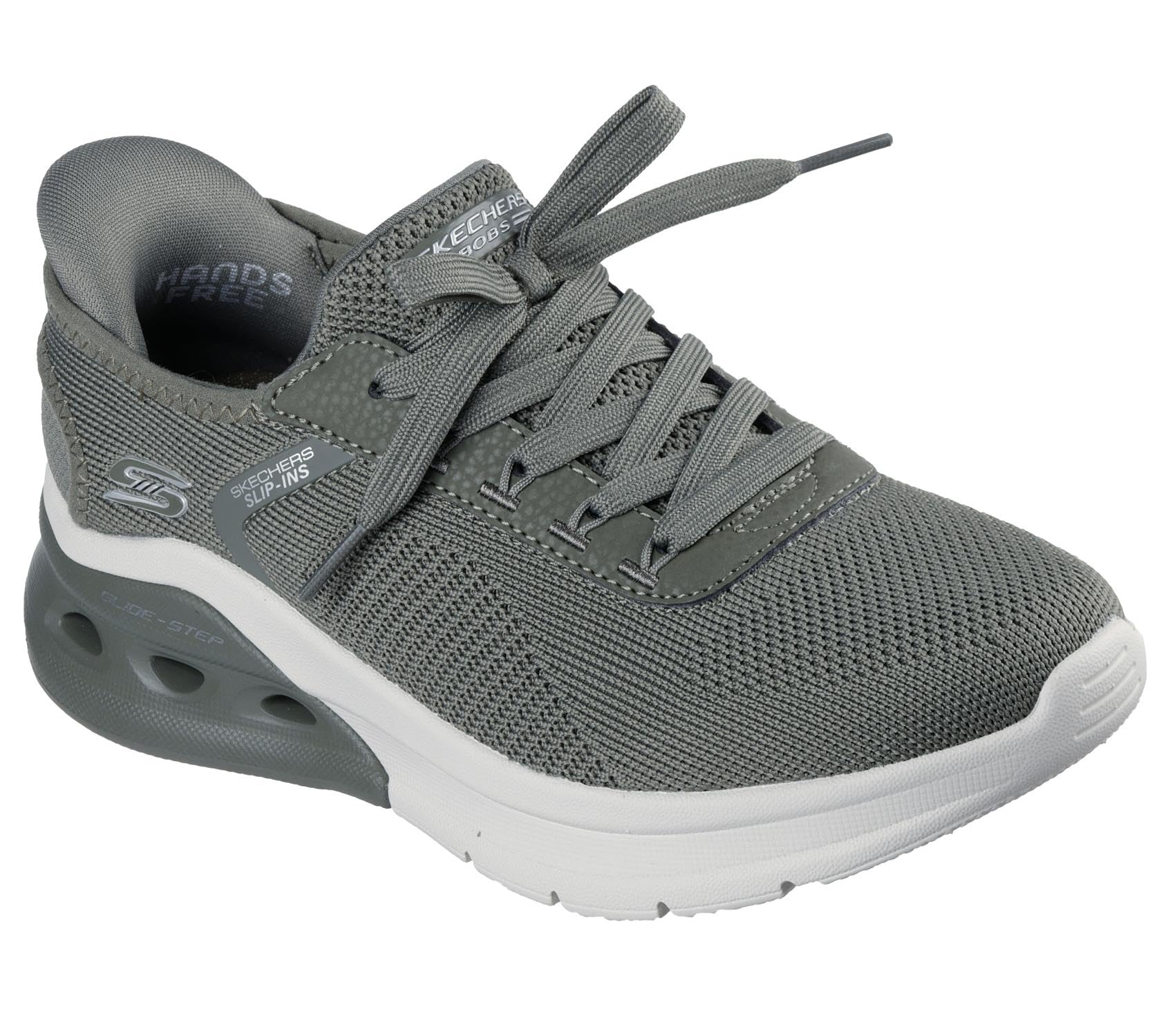 Skechers Women's Bobs Arc Waves 2.0 Now It Slip-On Sneakers, Olive Engineered Knit, 3.5 UK