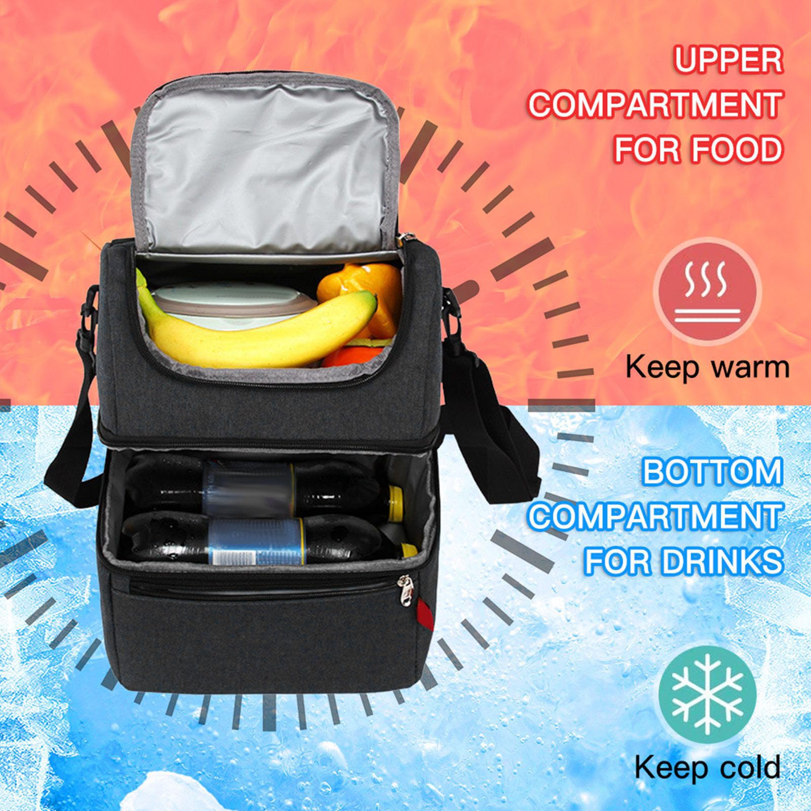Wakects Borsa Termica Isolata a Doppio Strato, Impermeabile, con Tracolla, per Pranzo Campeggio BBQ Picnic, Uomo Donna