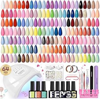 phoenixy Gel Nail Polish Kit with U V Light 64 Pcs Gel Nail Set 45 Color...