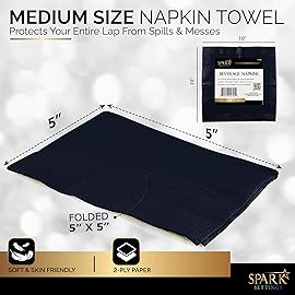 100 Pack Navy Beverage Napkins, Big Party Pack, 2 Ply, Ideal for Wedding, Party, Birthday, Dinner, Lunch, Cocktails. (5 x 5) by Amcrate