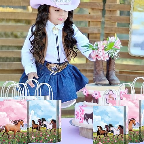 Miniatura 2 de 16 bolsas de golosinas de caballo para suministros de fiesta de cumpleaños, aperitivos de regalo, dulces con asas para decoraciones de fiesta de
