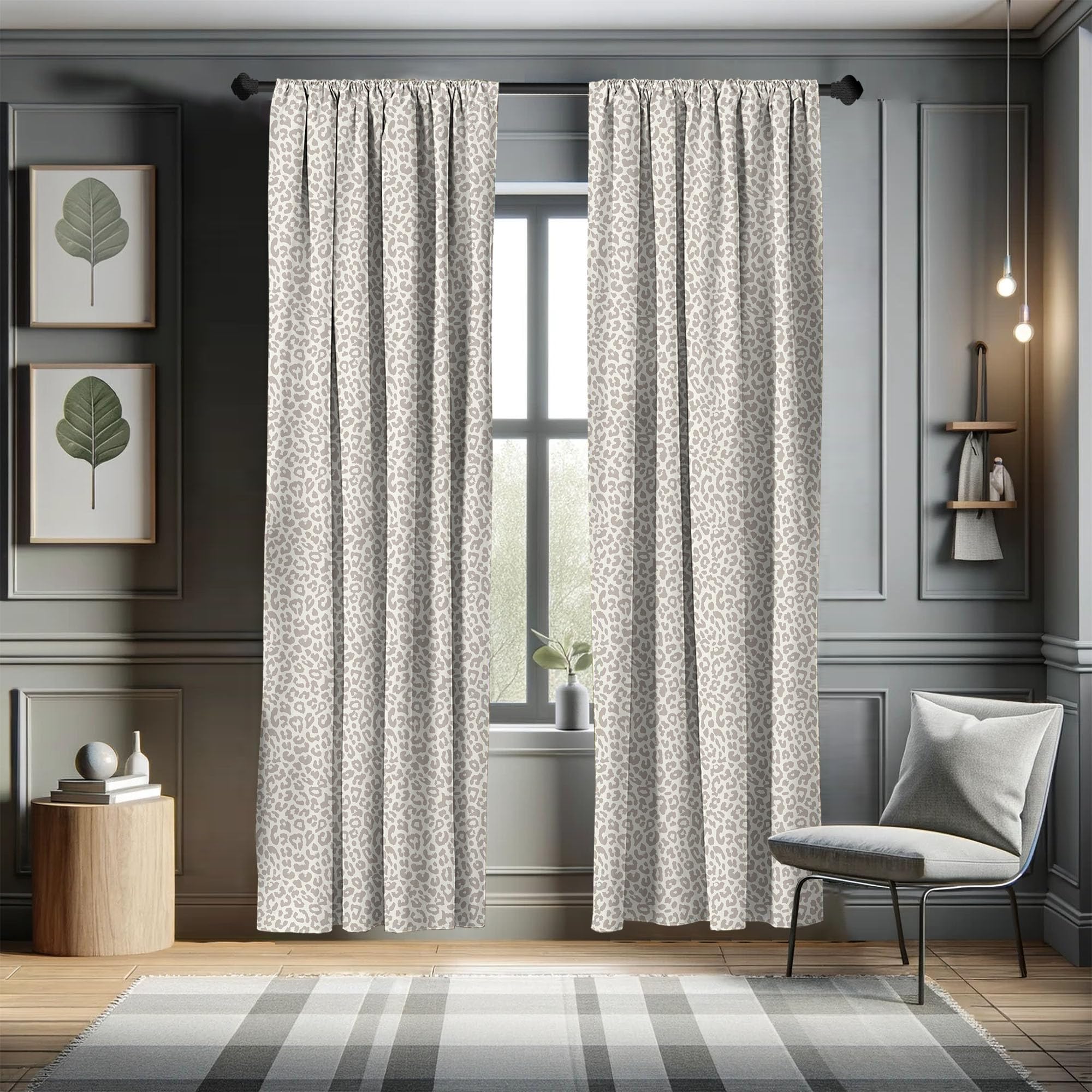 ABAKUHAUS Leopardato Tenda a Pannello Set di 2, Pelle di pantera