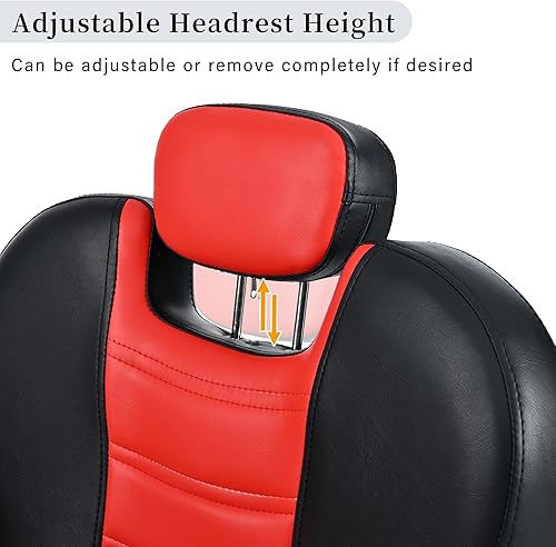 Miniatura 31 de Silla de peluquería reclinable para estilista, bomba hidráulica de alta resistencia, altura del asiento de 41-46 pulgadas, rotación de 360°, silla