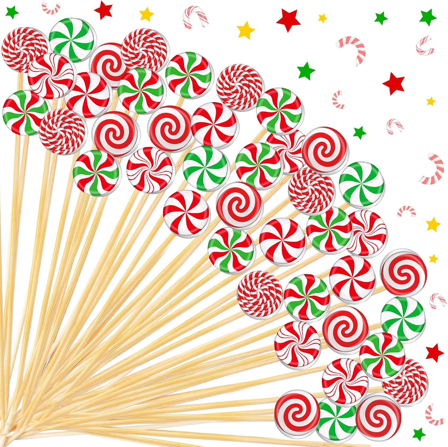 Pickmesh 600 Pcs Christmas Cocktail Picks 4.7 Inch Candy Bamboo Toothpicks Cocktail Skewers for Drinks Party Decorations for Appetizers Fruit Drinks Xmas Party Supplies(Maple Leaves Style)
