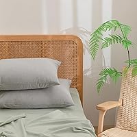 Vista 35 de BESTOUCH Funda de almohada 100% algodón lavado para cabello y piel, tacto de lino, suave, cómoda, transpirable, juego de 2 fundas de almohada