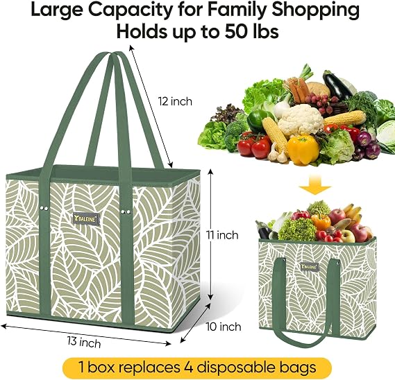 BALEINE 1PK Reusable Grocery Bags, Heavy Duty Shopping Tote Bag