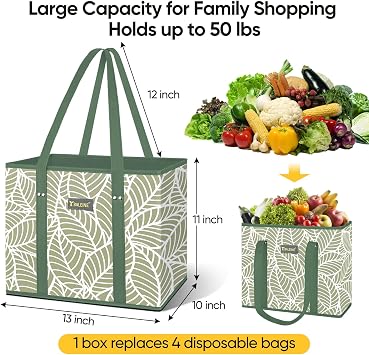 BALEINE 1PK Reusable Grocery Bags, Heavy Duty Shopping Tote Bag