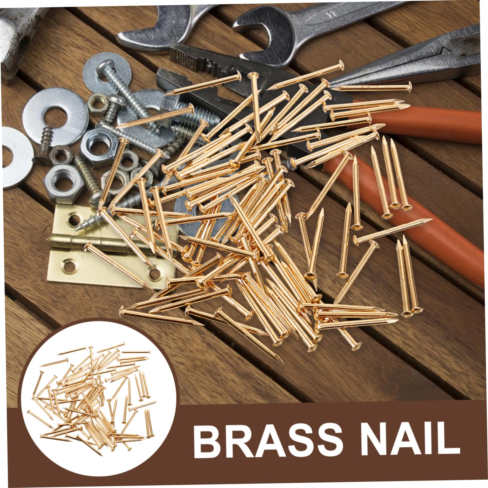 HOMOCONO 2sets Furniture Accessory Nails Brass Decorative Nails DIY Small Hinge Round Head for Craft 100pcs*2
