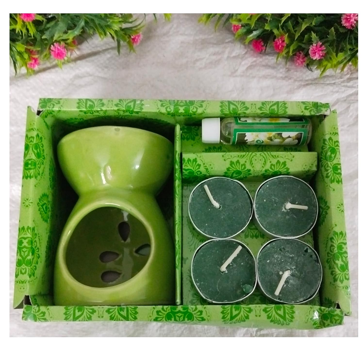 Multicolor Ceramic Aroma Diffuser Oil Burner with Rose, Jasmine and