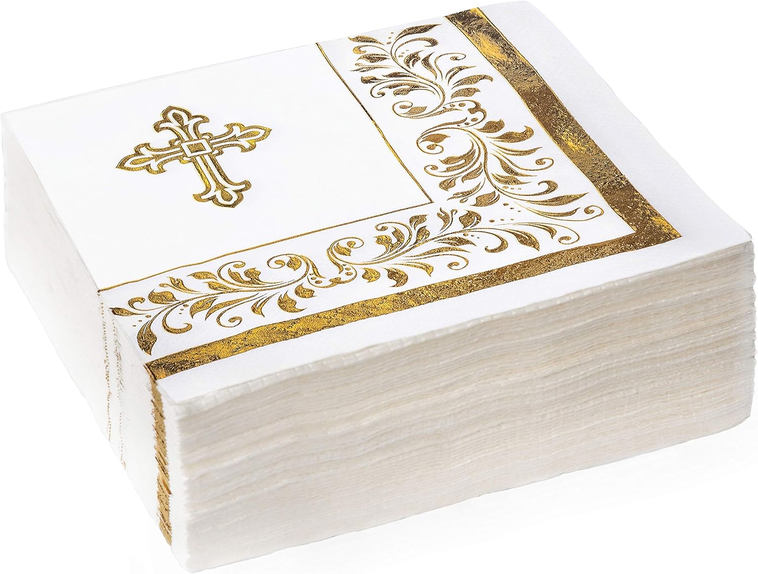 Bеѕt Prоmо 50 Cocktail Gold Foil Napkins  5” x 5” for Baby Shower, Wedding, Bachelorette Party and Baptism (Religious Napkins)