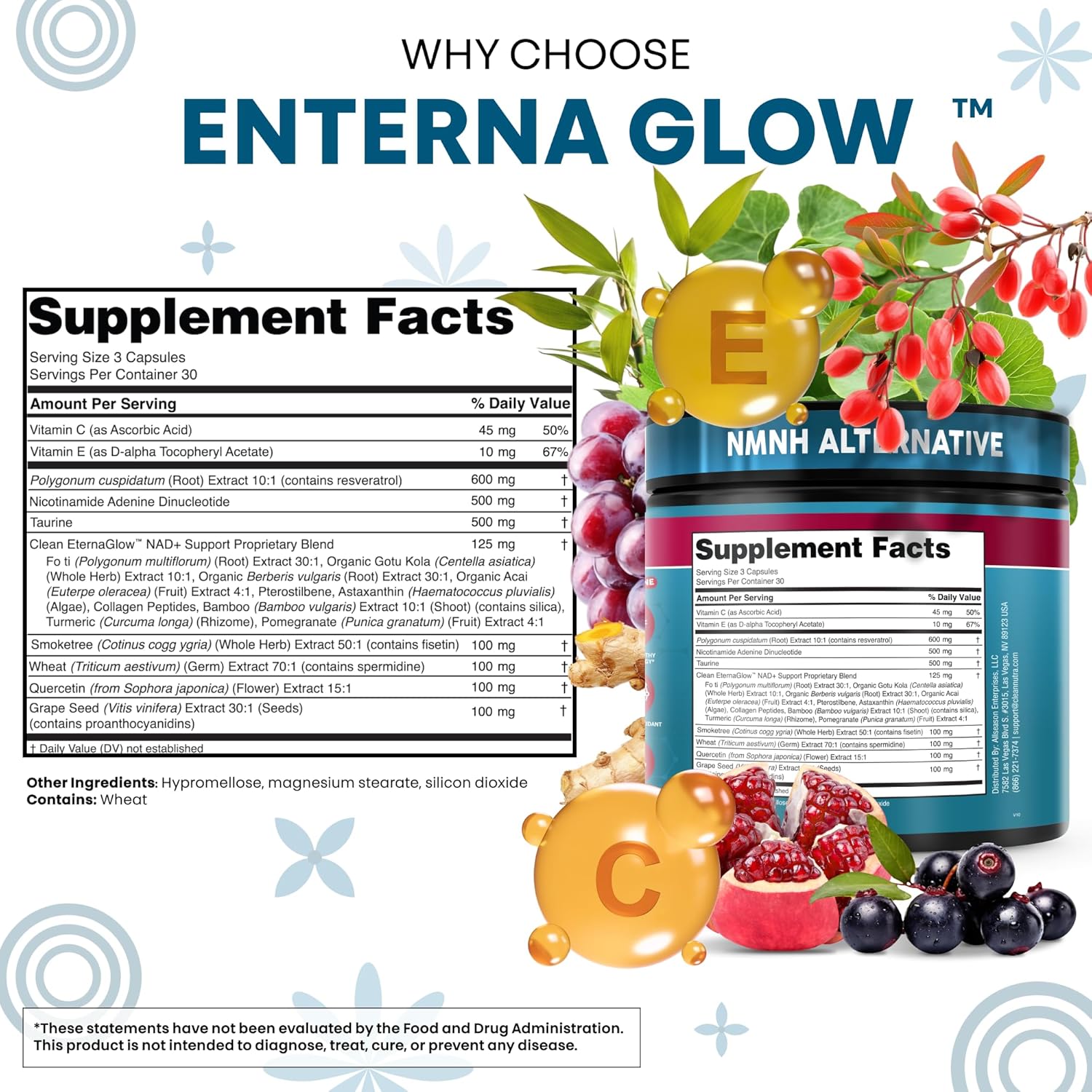 Clean NAD Supplement Resveratrol Liposomal NAD+ Spermidine Fisetin Wheat Germ Quercetin Grape Seed Extract Gotu Kola Berberine Astaxanthin Peptides for Women Energy 90 Capsules - Image 4